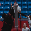 McKenna Linton, number 14 on Duncanville team and her teammates blocked the ball. Duncanville wins 3-1 against Everman Bulldogs Tuesday night.