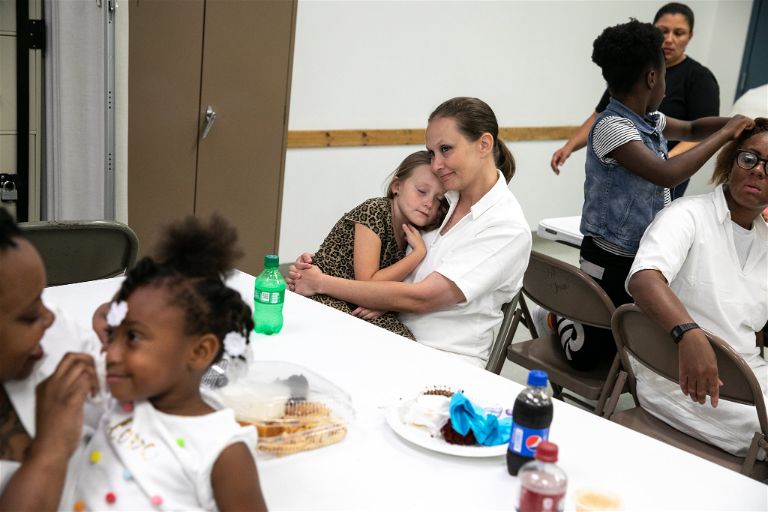 Girls Embracing Mothers