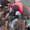 Children playing a game in Haiti