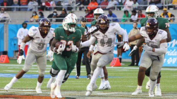 Eddie Tillman (33) breaks for a long gain against a weak BCU defense that could not stop the FAMU