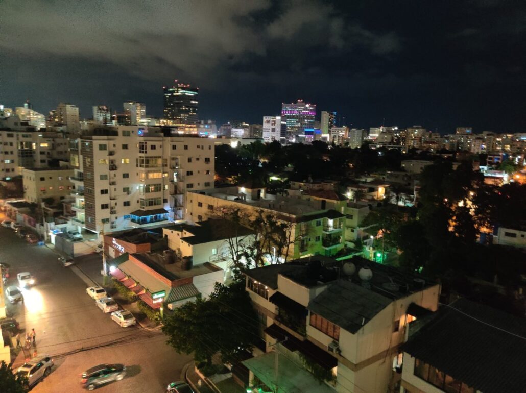 Night scape in Piantini, a posh neighborhood in Santo Domingo