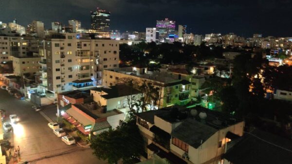 Night scape in Piantini, a posh neighborhood in Santo Domingo