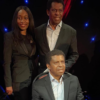 Dany Laferrière and a woman standing behind