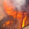 A Colonial-era building on fire in Cap-Haitien