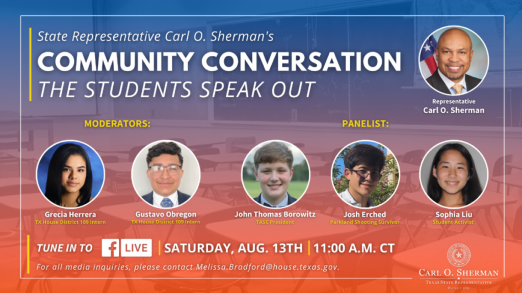 Rep Sherman To Host Community Conversation With Students About The 