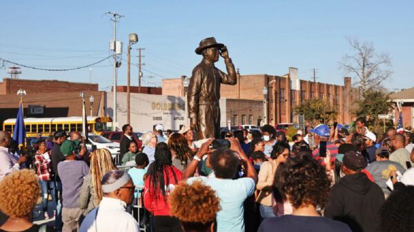 A statue in honor of Emmett Till