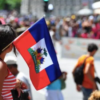 Haitian flag displayed during an event