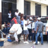 Haitians waiting in front of the Immigration Office