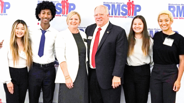 Mayor Rob Dubey with sponsors and interns