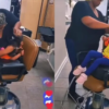 hairstylist braiding small girl’s hair