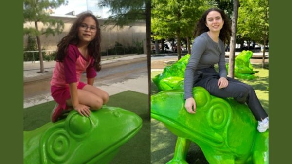 Elizabeth at seven-years-old, and earlier this month at 17-years- old at the Perot Museum. (1)