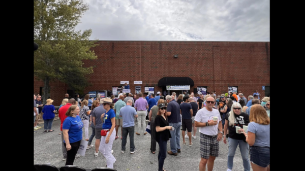 The parking lot outside of the Forsyth County Democratic Party