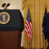 President Joe Biden, walking away from podium.