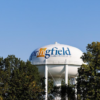 Springfield water tower as viewed from Interstate 70.