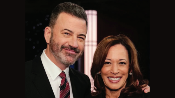 TV host Jimmy Kimmel and Presidential candidate Kamala Harris